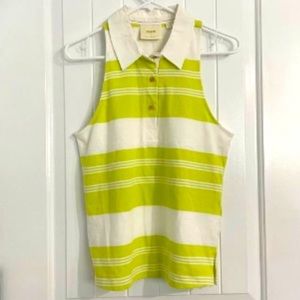 Anthropologie Maeve Striped Sleeveless Prep Polo Top